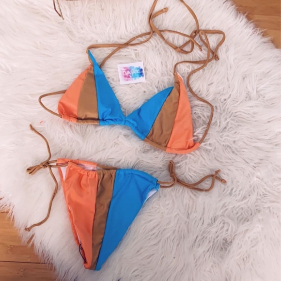 Color block halter top bikini et - Picture 2 of 8